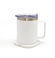 Термокружка TheGeneral з підігрівом та бездротовою зарядкою ThermoHub 15W з LED індикатором біла (40021321-08)