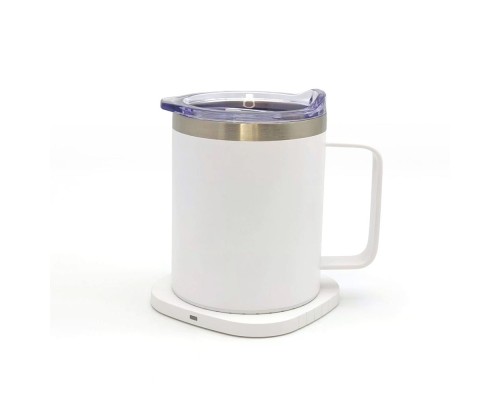 Термокружка TheGeneral з підігрівом та бездротовою зарядкою ThermoHub 15W з LED індикатором біла (40021321-08)