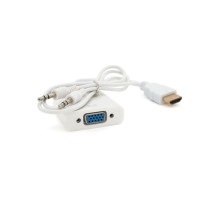 Перехідник HDMI M to VGA F + Audio 0.1m 4K/2K white Voltronic (YT-C-HDMI(M)/VGA(F)+AUX-W)