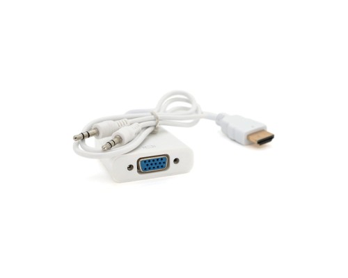 Перехідник HDMI M to VGA F + Audio 0.1m 4K/2K white Voltronic (YT-C-HDMI(M)/VGA(F)+AUX-W)