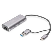 Перехідник USB-C + USB 3.0 to RJ45 2500Mbps Ethernet Digitus (DN-3028)