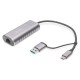 Перехідник USB-C + USB 3.0 to RJ45 2500Mbps Ethernet Digitus (DN-3028)