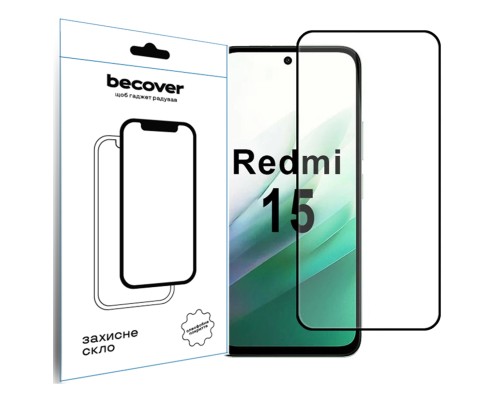 Скло захисне BeCover Xiaomi Redmi 15 Black (713905)