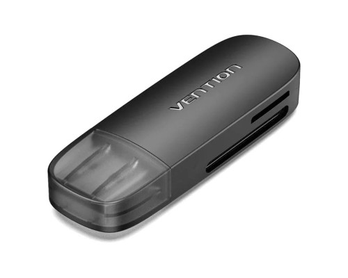 Зчитувач флеш-карт 2-in-1 USB 3.0 A Card Reader(SD+TF) Black Dual Drive Letter VENTION (CLGB0)
