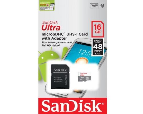Карта пам'яті SanDisk 16GB microSD Class 10 UHS-I Ultra (SDSQUNS-016G-GN3MA)