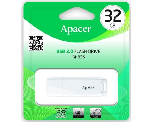 USB флеш накопичувач Apacer 32GB AH336 White USB 2.0 (AP32GAH336W-1) 