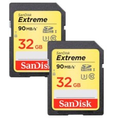 Карта пам'яті SanDisk 32GB SDHC class 10 V30 UHS-I U3 Extreme 2-pack (SDSDXVE-032G-GNCI2)