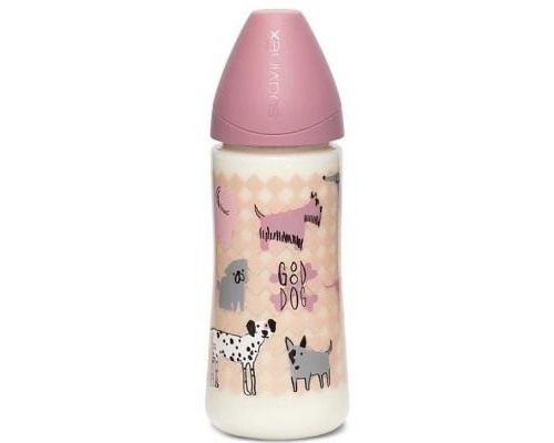 Пляшечка для годування Suavinex Історії цуценят 360 мл рожева (304828)