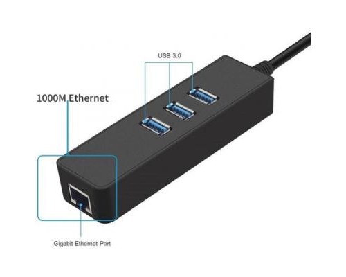 Концентратор Dynamode USB 3.0 Type-A - RJ45 Gigabit Lan, 3*USB 3.0 (USB3.0-Type-A-RJ45-HUB3)