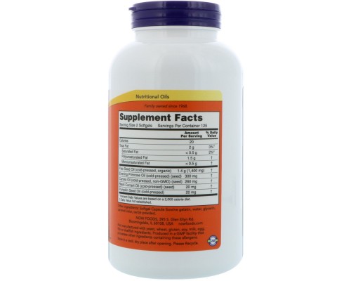 Жирні кислоти Now Foods Омега 3-6-9 1000мг, 250 желатинових капсул (NOW-01837)