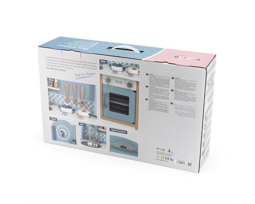 Ігровий набір Viga Toys кухня з дерева з аксесуарами PolarB блакитна (44047)