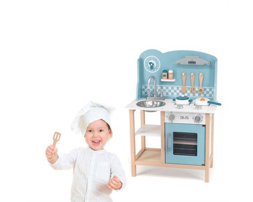 Ігровий набір Viga Toys кухня з дерева з аксесуарами PolarB блакитна (44047)