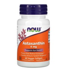 Антиоксидант Now Foods Астаксантин, Astaxanthin, 4 мг, 60 желатинових капсул (NOW-03251)