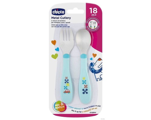 Набір дитячого посуду Chicco ложка + виделка з нержавіючої сталі (16102.20.00)