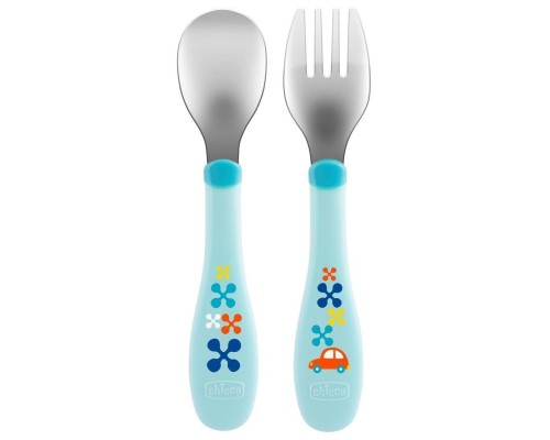 Набір дитячого посуду Chicco ложка + виделка з нержавіючої сталі (16102.20.00)
