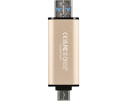 USB флеш накопичувач Transcend 256GB JetFlash 930 Gold-Black USB 3.2/Type-C (TS256GJF930C) 