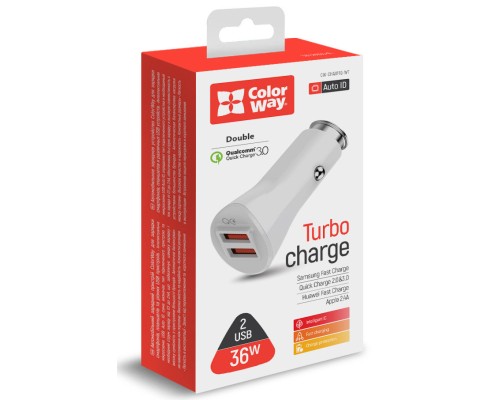 Зарядний пристрій ColorWay 2USB Quick Charge 3.0 (36W (CW-CHA011Q-WT)