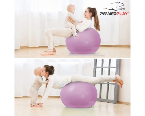 М'яч для фітнесу PowerPlay 4001 65см Ліловий + помпа (PP_4001_65_Lilac)
