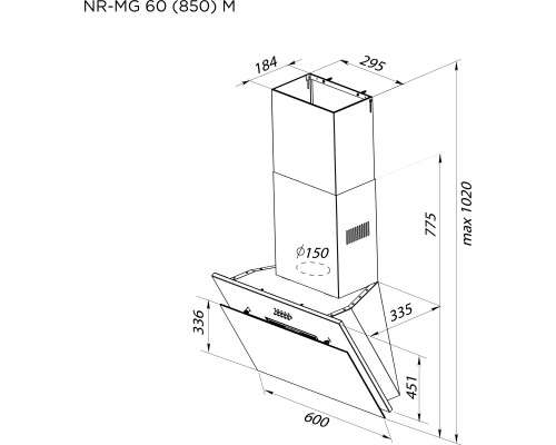 Витяжка кухонна Pyramida NR-MG 60 (850) M BL