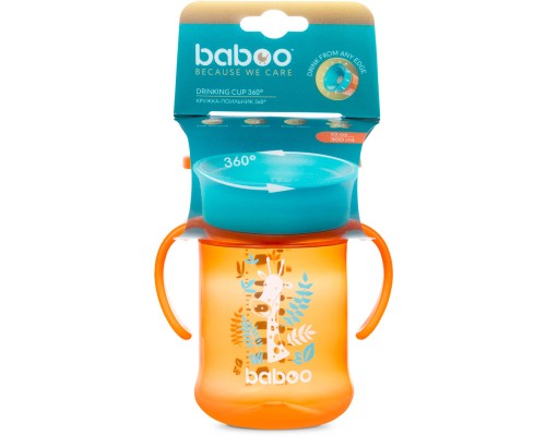Поїльник-непроливайка Baboo 360°, 300 мл, 6+ міс (Safari / помаранчева) (8-134)