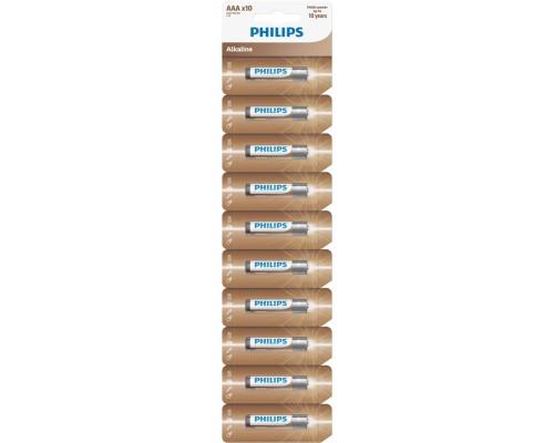 Батарейка Philips AАА Entry Alkaline, лужна, стрічка 10 шт (LR03AL10S/10) 