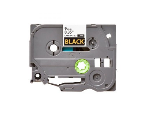 Стрічка для принтера етикеток UKRMARK B-T324P, ламінована, 9мм х 8м, gold on black аналог TZe324 (900554)