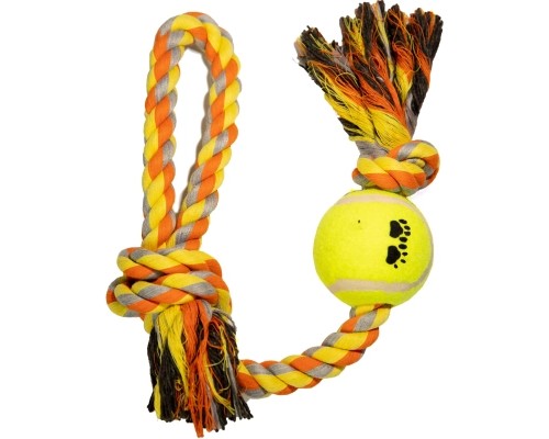 Іграшка для собак Nunbell Мотузкова з тенісним м'ячем Маленька 38 см (YM0183)
