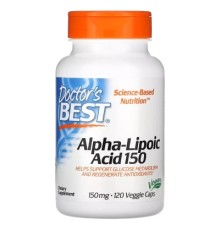 Антиоксидант Doctor's Best Альфа-Ліпоєва кислота, 150 мг, Alpha-Lipoic Acid, 120 вегетаріанс (DRB-00104)