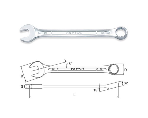 Ключ Toptul ріжково-накидний 16 шт. 6-24мм (кейс) (GAAD1602)