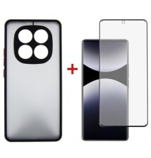 Чохол до мобільного телефона Dengos Kit Xiaomi Redmi Note 14 Pro case Matte + glass (Black) (DG-KM-128)