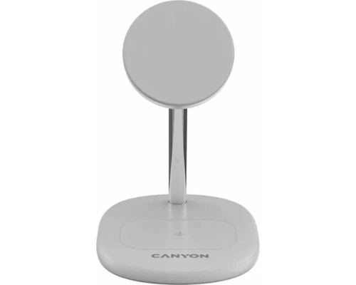 Зарядний пристрій Canyon wireless charger WCS-205 15W Qi2 2in1 White (CNS-WCS205W)