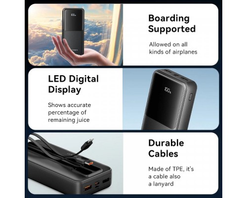 Батарея універсальна Vention 20000mAh 22.5W 3A PD, Built-in USB-C+Lightning Cables, Black (FHPB0)