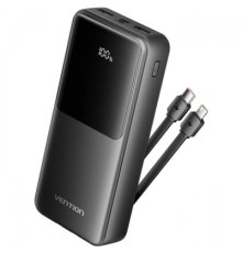 Батарея універсальна Vention 20000mAh 22.5W 3A PD, Built-in USB-C+Lightning Cables, Black (FHPB0)