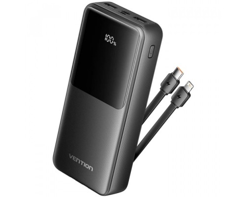 Батарея універсальна Vention 20000mAh 22.5W 3A PD, Built-in USB-C+Lightning Cables, Black (FHPB0)