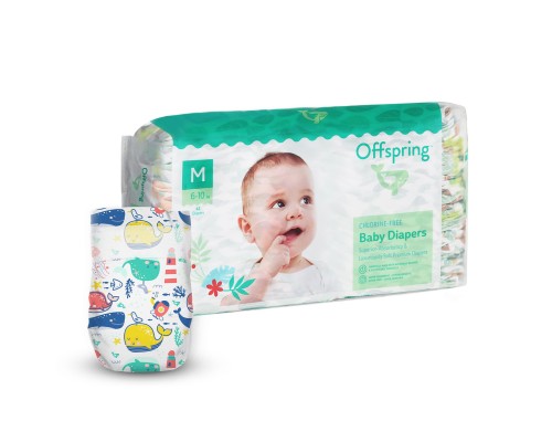 Підгузки Offspring Willy the Whale, розмір M, 6-10 кг, 42 шт. (DP-OI-FAT-M42P-WTW)