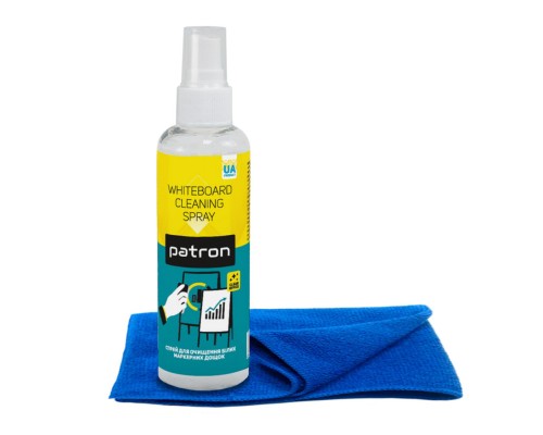 Спрей для очищення Patron Whiteboard Cleaner 250мл F3-007 + microfibre 30х30cm (CS-PN-BUNDL-18)