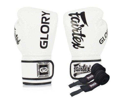 Боксерські рукавички Fairtex BGVG1 White 14 унцій (бинти в комплекті) (BGVG1_14oz_White)