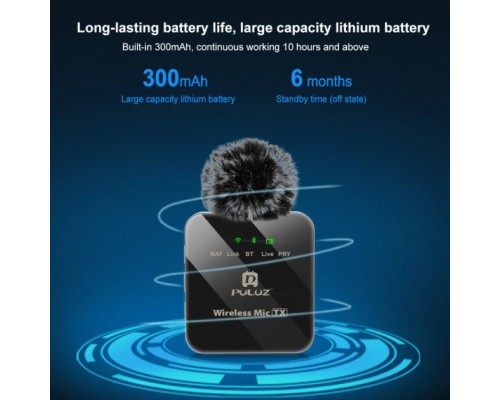 Мікрофон Puluz для телефону приймач Type-C і два мікрофони Black (PU648B)