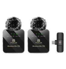 Мікрофон Puluz для телефону приймач Type-C і два мікрофони Black (PU648B)