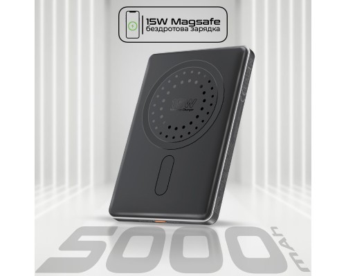 Батарея універсальна Promate 5000mAh MagSafe/15W (blade-5.black)