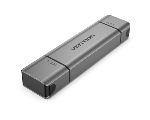 Зчитувач флеш-карт 2-in-1 USB 3.0 A+C Card Reader(SD+TF) Gray Dual Drive Letter Aluminum Alloy Type VENTION (CLLH0)