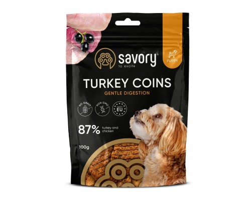 Ласощі для собак Savory Puppy Coins With Turkey 100 г (4820261921090)