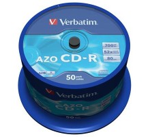Диск CD Verbatim 700Mb 52x Cake box 50 Crystal AZO (43343)
