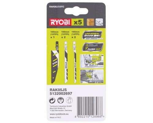 Полотно Ryobi набір для елетролобзиків RAK05JSBFC, 5шт (5132002697)