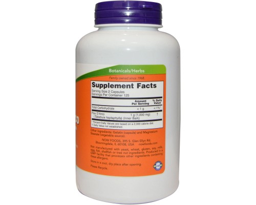 Трави Now Foods По Д'арко, (Кора Мурашиного Дерева), Pau d'Arco, 250 гелевих (NOW-04726)