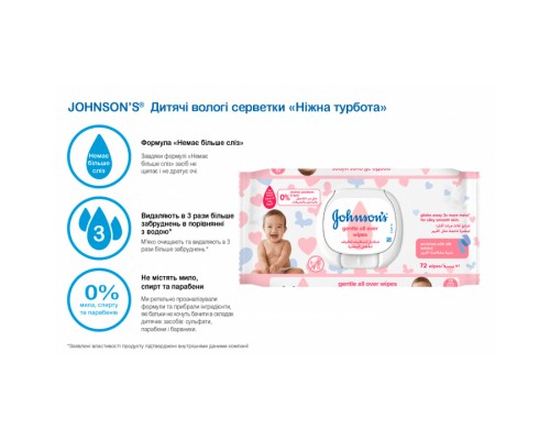Дитячі вологі серветки Johnson’s baby Лагідна турбота 72 шт (3574661421810) Дитячі вологі серветки Johnson’s baby Лагідна турбота 72 шт (3574661421810)