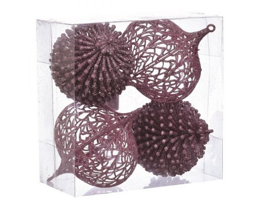 Ялинкова іграшка Jumi mix 4 шт, 10см, пластик, бузковий (5900410893269)