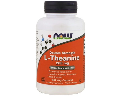 Амінокислота Now Foods L-Теанін, L-Theanine, Double Strength, 200 мг, 120 вегетаріа (NOW-00148)