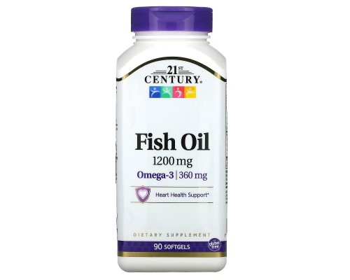 Жирні кислоти 21st Century Риб'ячий жир, 1200 мг, Омега-3, 360 мг, Fish Oil Omega 3, 90 (CEN-27026) Жирні кислоти 21st Century Риб'ячий жир, 1200 мг, Омега-3, 360 мг, Fish Oil Omega 3, 90 (CEN-27026)