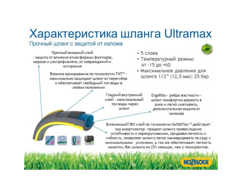 Шланг для поливу HoZelock d19мм 25м Tricoflex Ultraмax 116251 (7058)